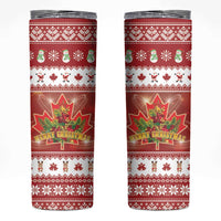 Merry Christmas Canada Skinny Tumbler Festive Maple Leaf Xmas - Wonder Print Shop