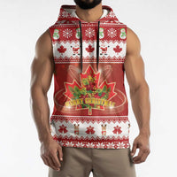 Merry Christmas Canada Sleeveless Hoodie Festive Maple Leaf Xmas - Wonder Print Shop