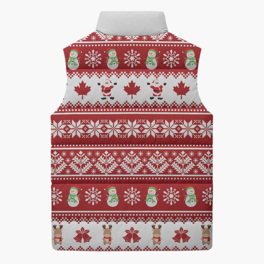 Merry Christmas Canada Sleeveless Puffer Jacket Festive Maple Leaf Xmas - Wonder Print Shop