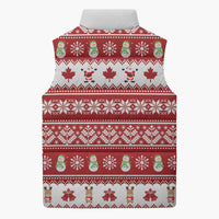 Merry Christmas Canada Sleeveless Puffer Jacket Festive Maple Leaf Xmas - Wonder Print Shop