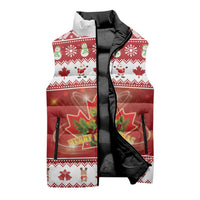 Merry Christmas Canada Sleeveless Puffer Jacket Festive Maple Leaf Xmas - Wonder Print Shop
