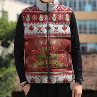 Merry Christmas Canada Sleeveless Puffer Jacket Festive Maple Leaf Xmas - Wonder Print Shop