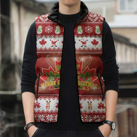 Merry Christmas Canada Sleeveless Puffer Jacket Festive Maple Leaf Xmas - Wonder Print Shop