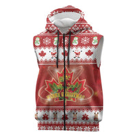 Merry Christmas Canada Sleeveless Zip Hoodie Festive Maple Leaf Xmas - Wonder Print Shop
