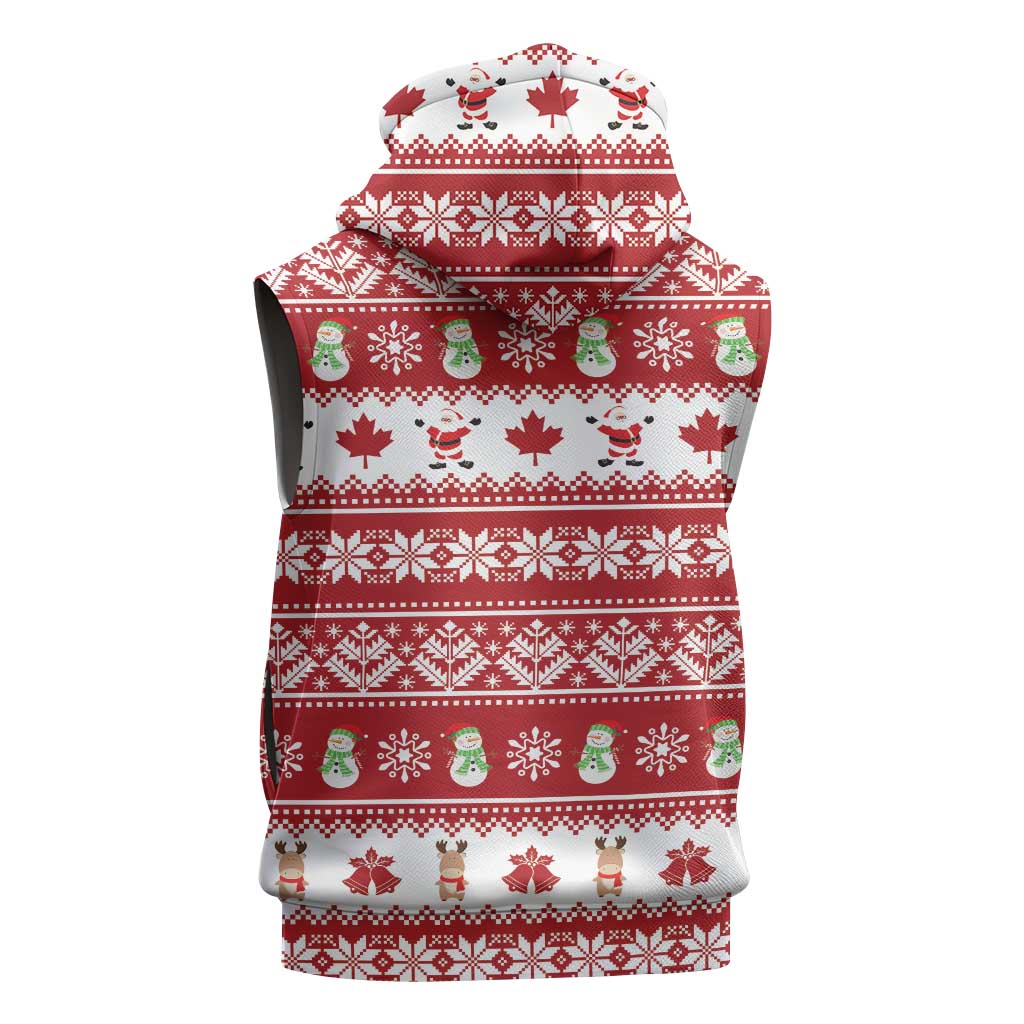 Merry Christmas Canada Sleeveless Zip Hoodie Festive Maple Leaf Xmas - Wonder Print Shop