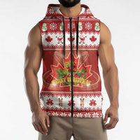 Merry Christmas Canada Sleeveless Zip Hoodie Festive Maple Leaf Xmas - Wonder Print Shop