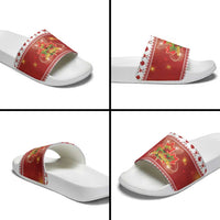 Merry Christmas Canada Slide Sandals Festive Maple Leaf Xmas - Wonder Print Shop