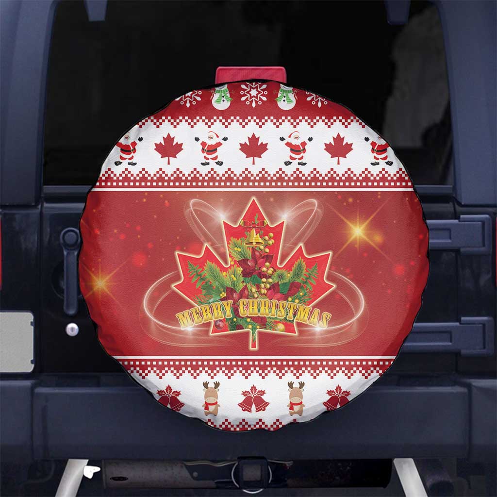 Merry Christmas Canada Spare Tire Cover Festive Maple Leaf Xmas - Wonder Print Shop