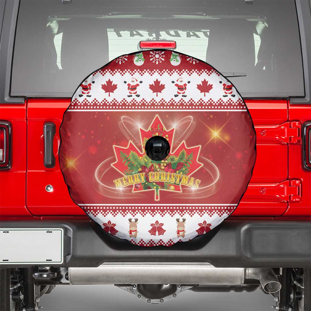Merry Christmas Canada Spare Tire Cover Festive Maple Leaf Xmas - Wonder Print Shop