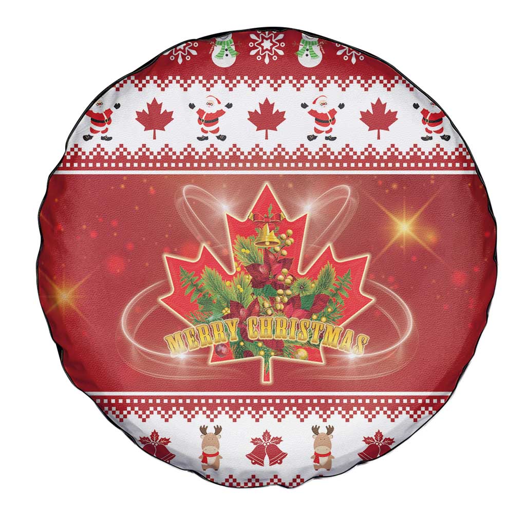 Merry Christmas Canada Spare Tire Cover Festive Maple Leaf Xmas - Wonder Print Shop