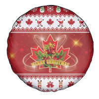 Merry Christmas Canada Spare Tire Cover Festive Maple Leaf Xmas - Wonder Print Shop