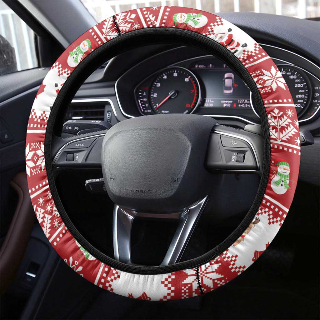 Merry Christmas Canada Steering Wheel Cover Festive Maple Leaf Xmas - Wonder Print Shop