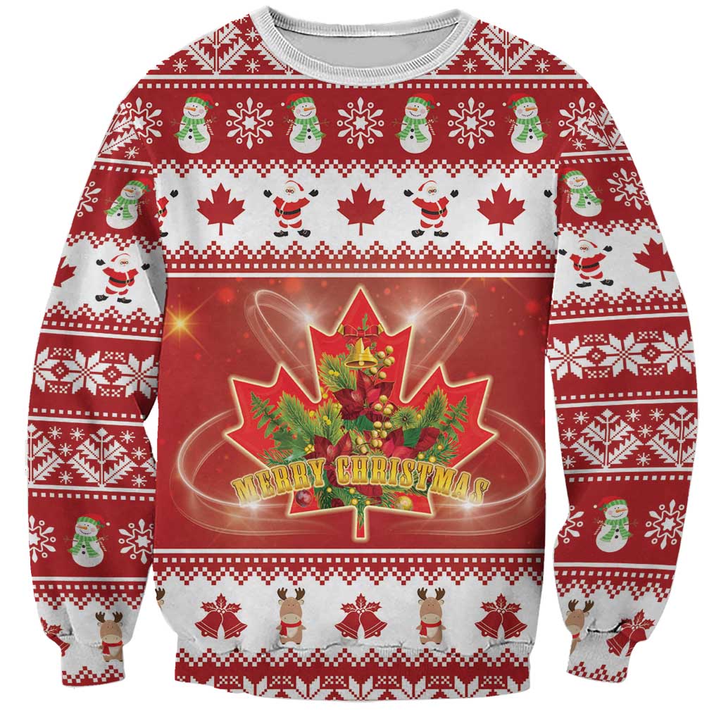Merry Christmas Canada Sweatshirt Festive Maple Leaf Xmas - Wonder Print Shop