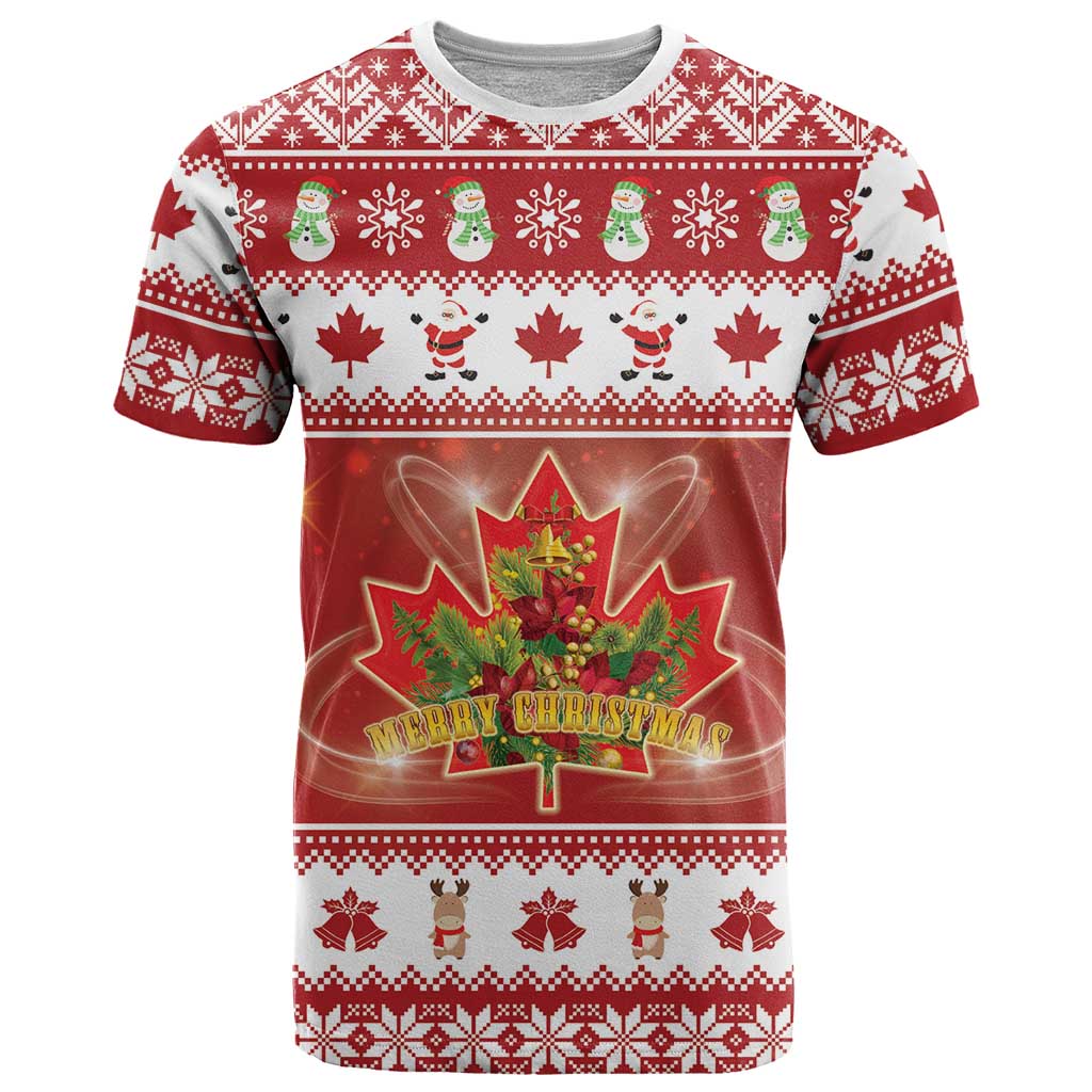 Merry Christmas Canada T Shirt Festive Maple Leaf Xmas - Wonder Print Shop