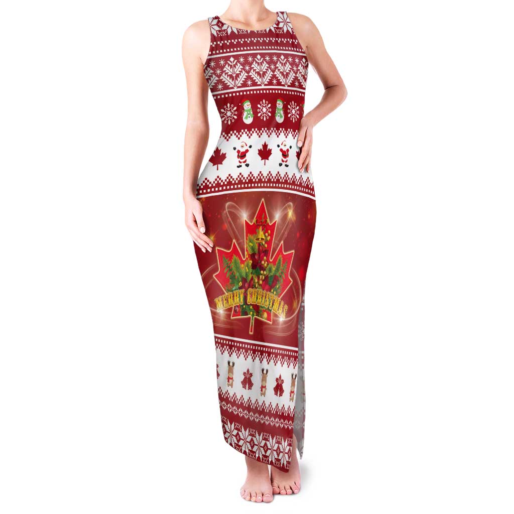 Merry Christmas Canada Tank Maxi Dress Festive Maple Leaf Xmas - Wonder Print Shop