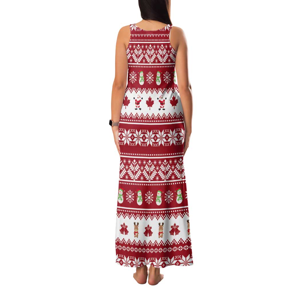 Merry Christmas Canada Tank Maxi Dress Festive Maple Leaf Xmas - Wonder Print Shop