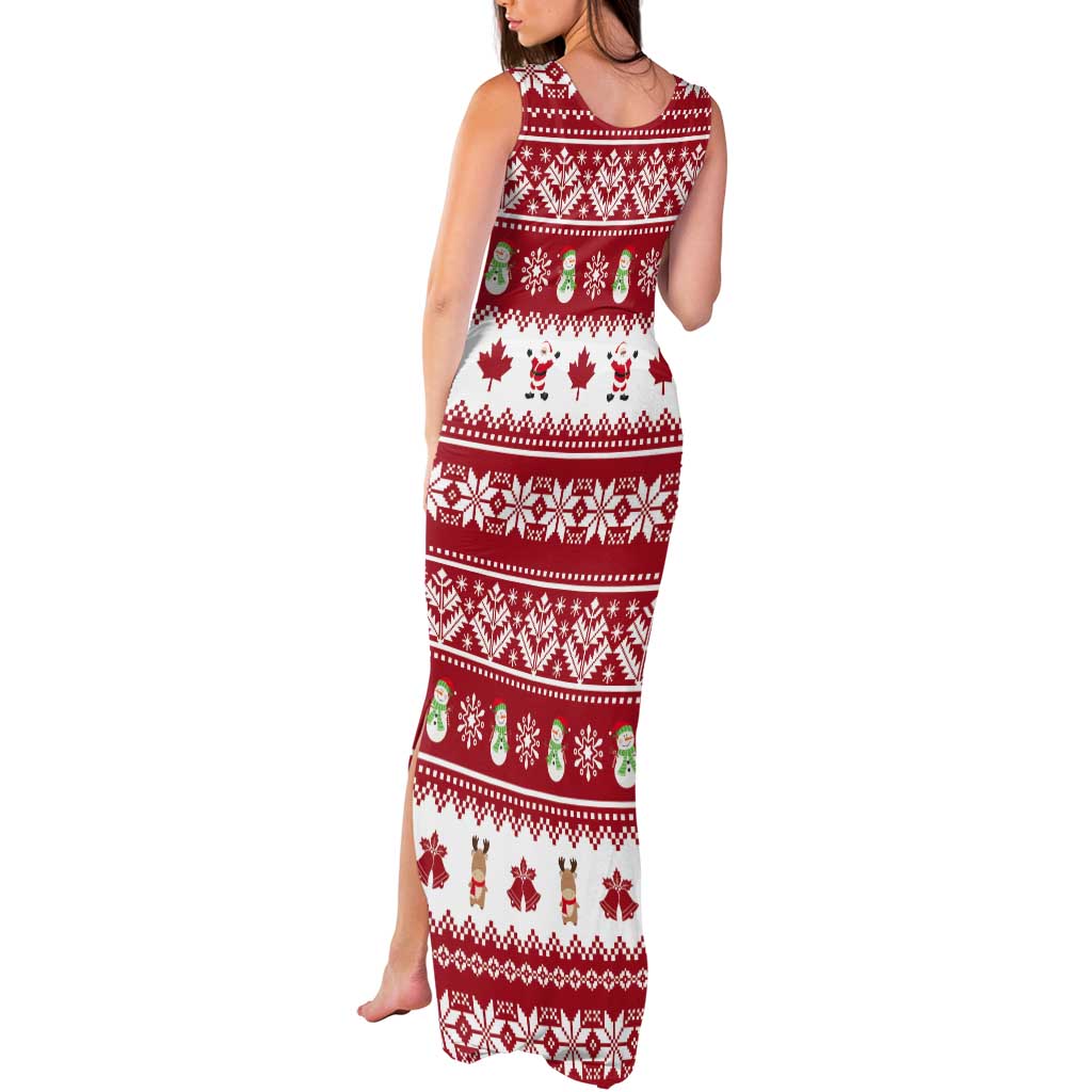 Merry Christmas Canada Tank Maxi Dress Festive Maple Leaf Xmas - Wonder Print Shop