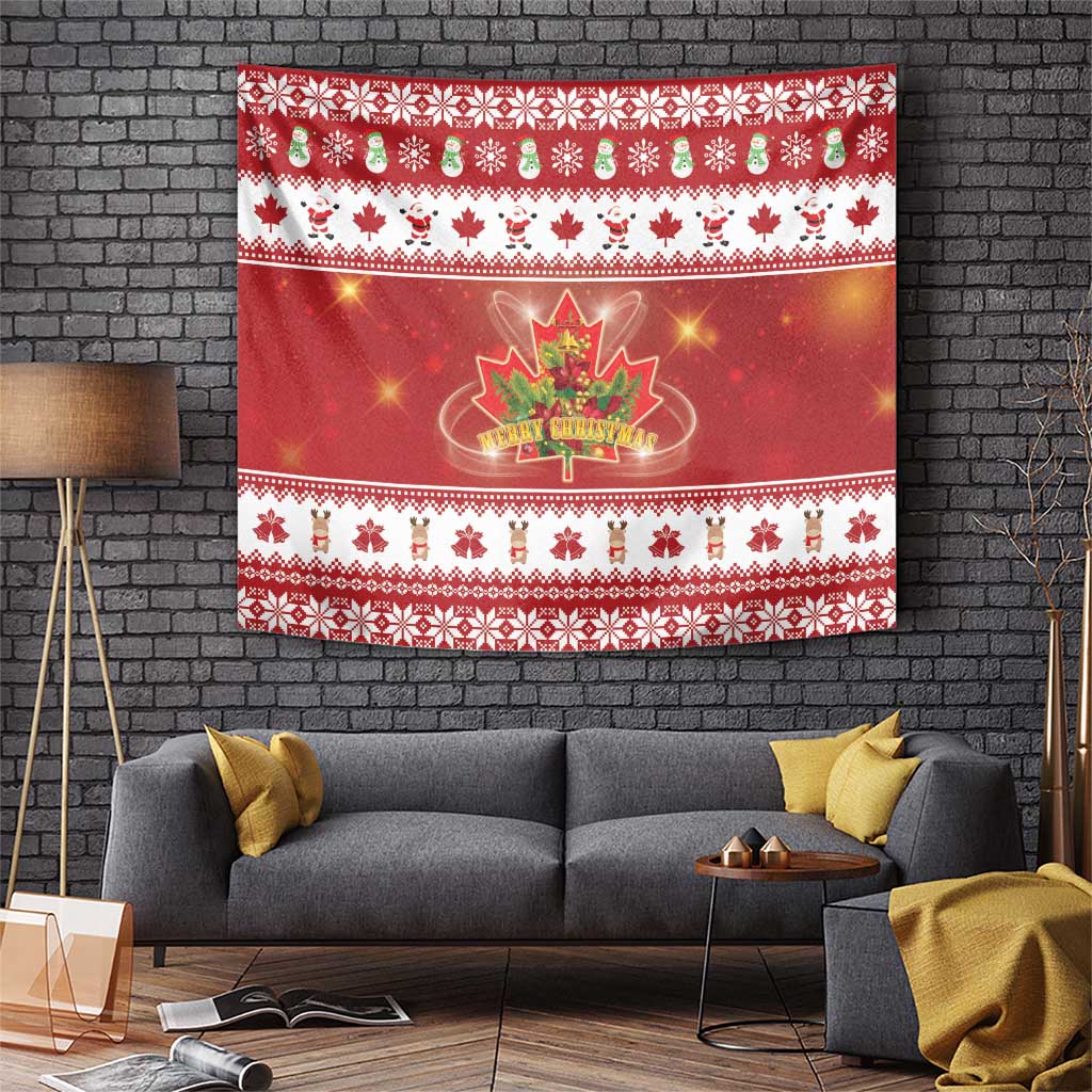 Merry Christmas Canada Tapestry Festive Maple Leaf Xmas - Wonder Print Shop