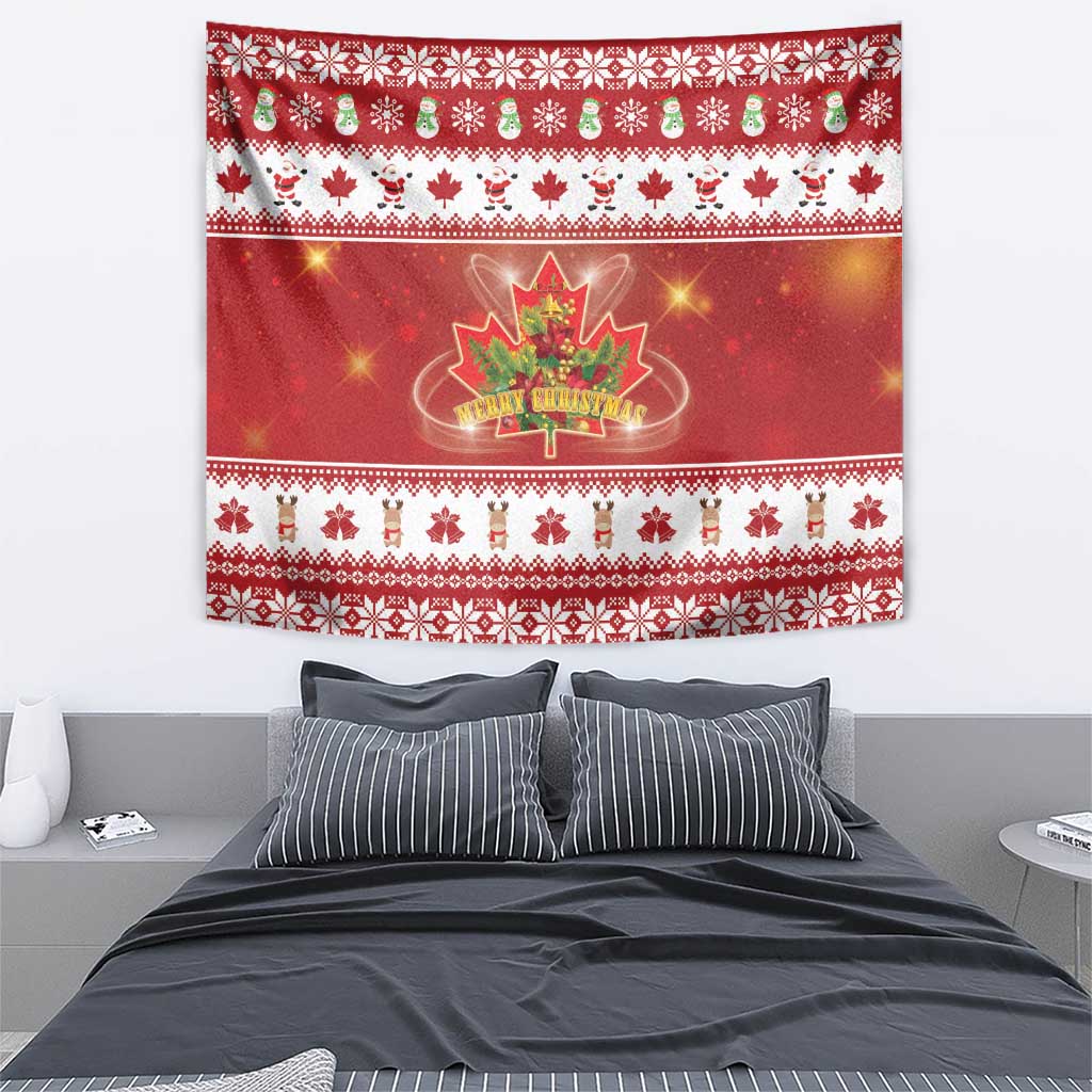 Merry Christmas Canada Tapestry Festive Maple Leaf Xmas - Wonder Print Shop