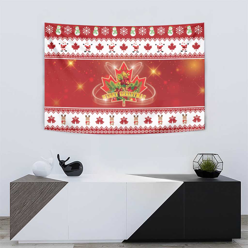 Merry Christmas Canada Tapestry Festive Maple Leaf Xmas - Wonder Print Shop