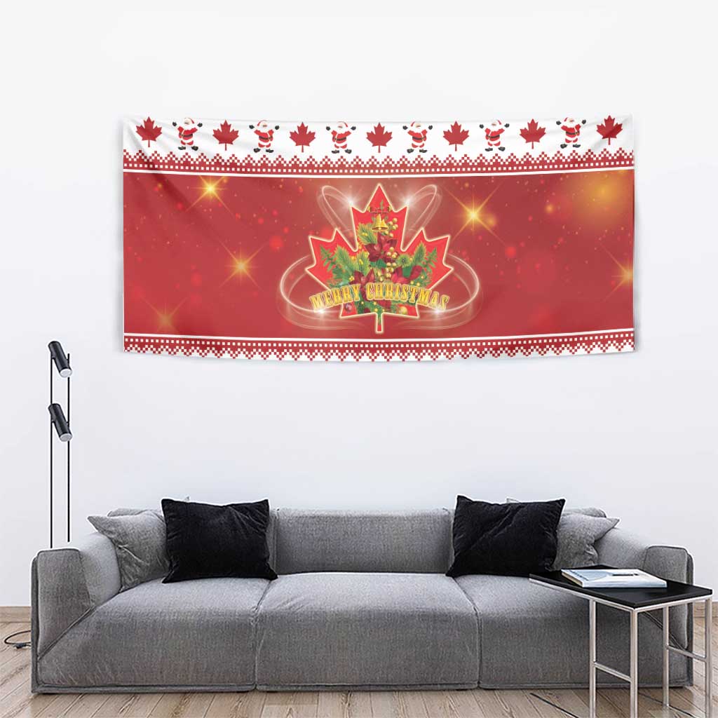 Merry Christmas Canada Tapestry Festive Maple Leaf Xmas - Wonder Print Shop