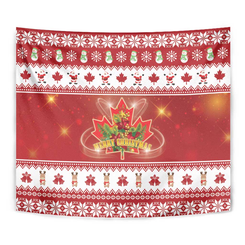 Merry Christmas Canada Tapestry Festive Maple Leaf Xmas - Wonder Print Shop