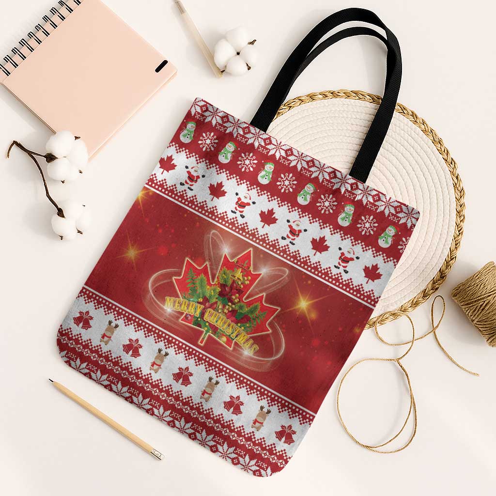 Merry Christmas Canada Tote Bag Festive Maple Leaf Xmas - Wonder Print Shop