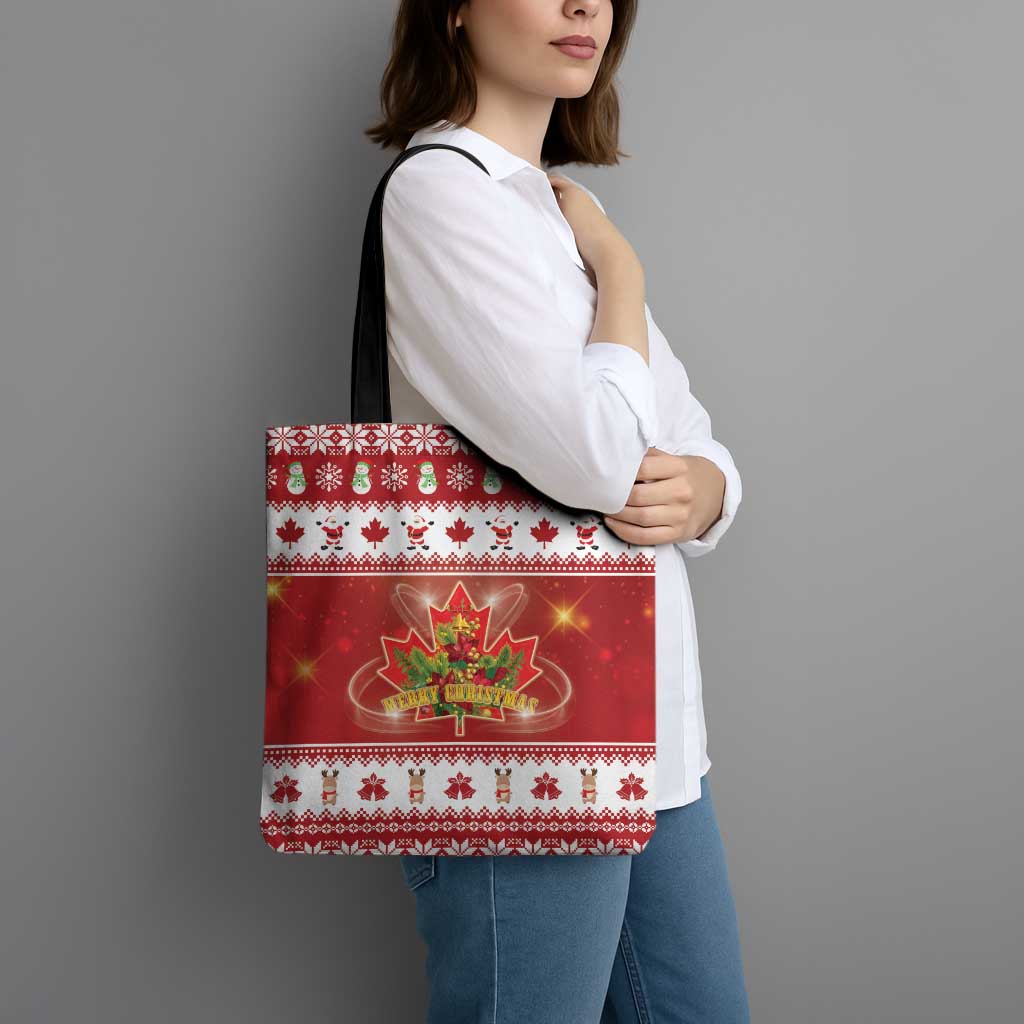 Merry Christmas Canada Tote Bag Festive Maple Leaf Xmas - Wonder Print Shop