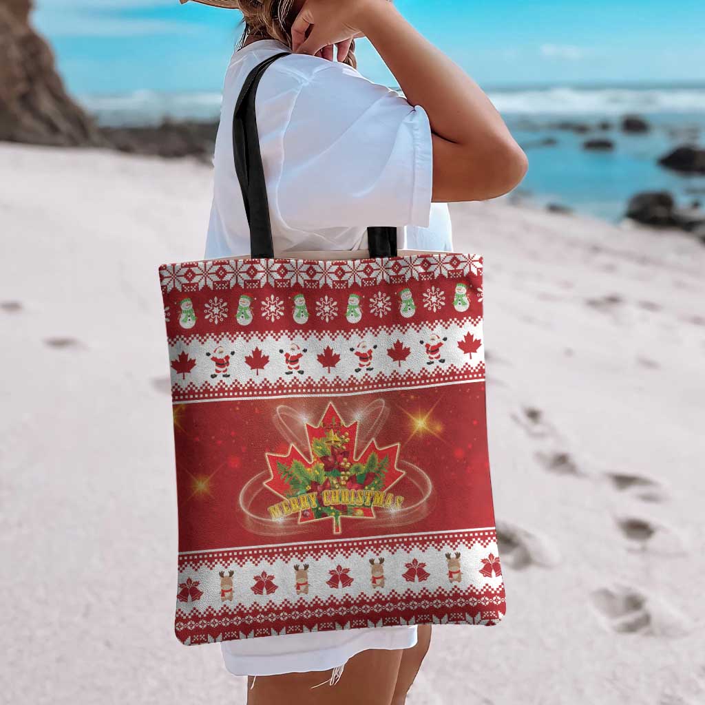 Merry Christmas Canada Tote Bag Festive Maple Leaf Xmas - Wonder Print Shop