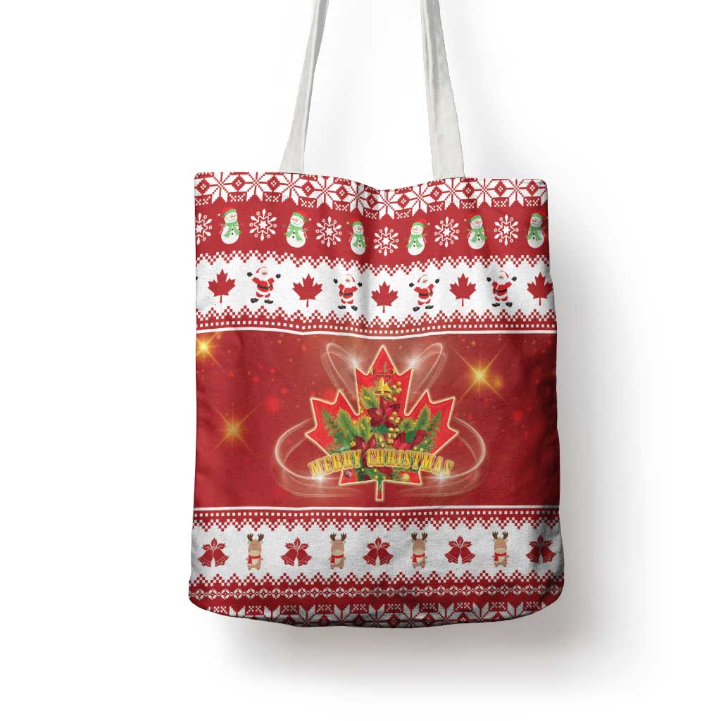 Merry Christmas Canada Tote Bag Festive Maple Leaf Xmas - Wonder Print Shop