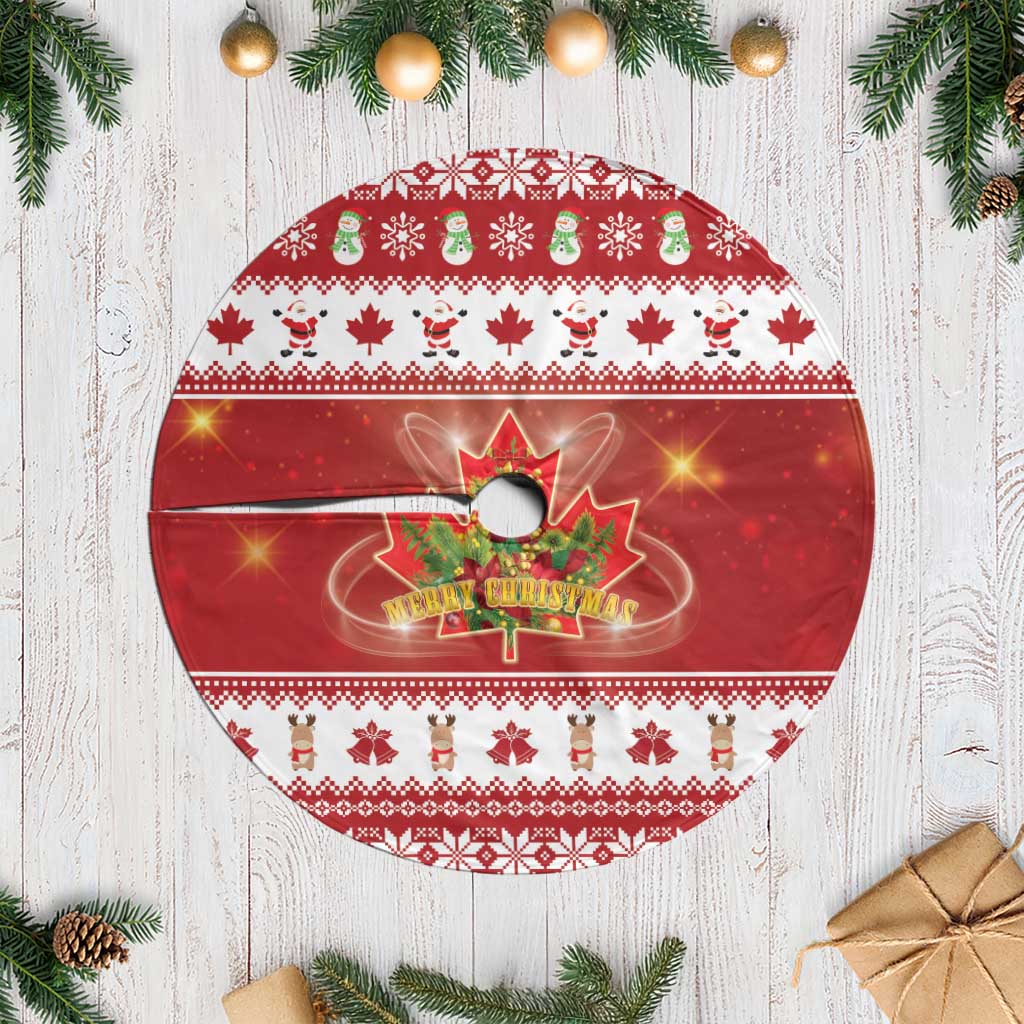 Merry Christmas Canada Tree Skirt Festive Maple Leaf Xmas - Wonder Print Shop