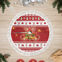 Merry Christmas Canada Tree Skirt Festive Maple Leaf Xmas - Wonder Print Shop