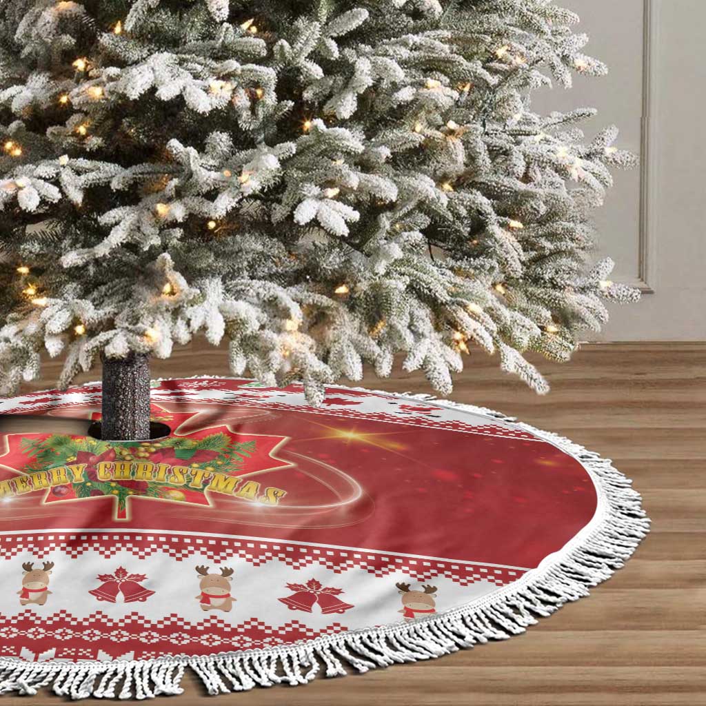 Merry Christmas Canada Tree Skirt Festive Maple Leaf Xmas - Wonder Print Shop