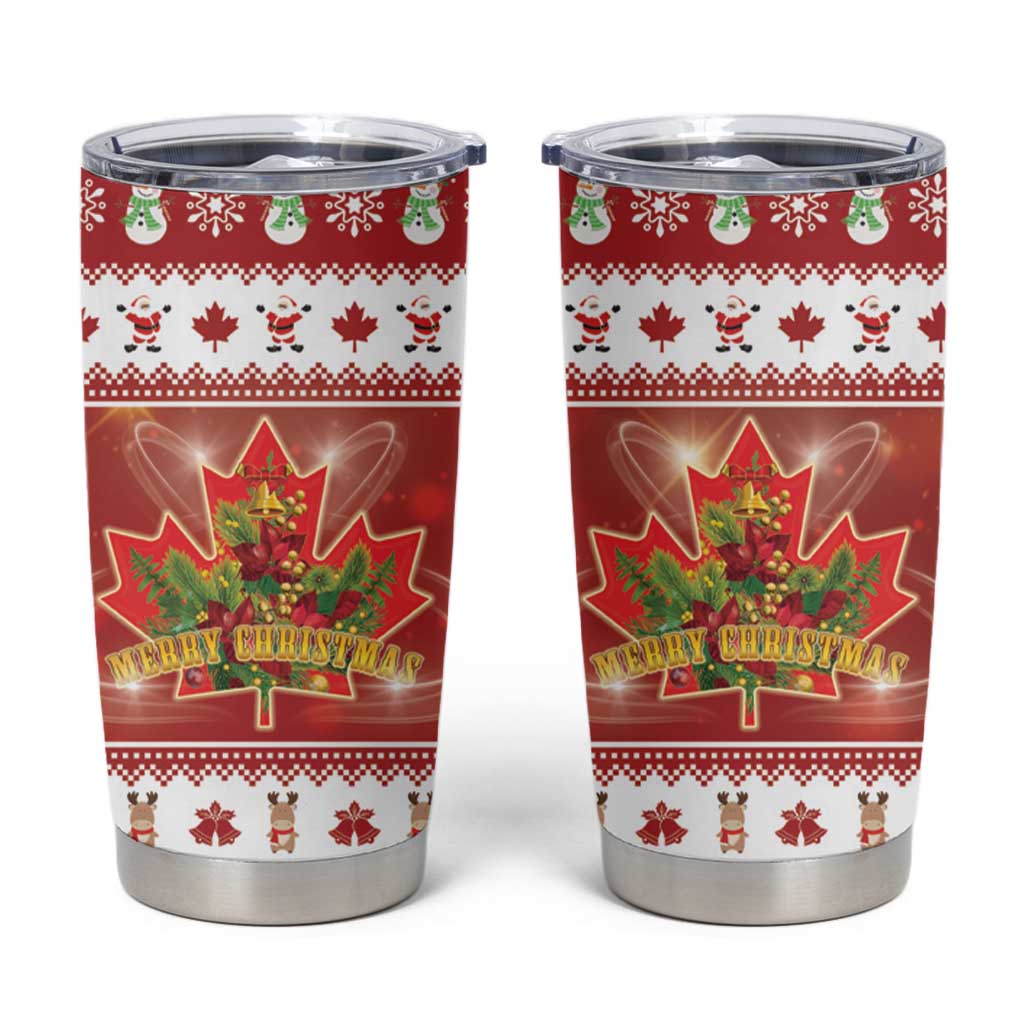 Merry Christmas Canada Tumbler Cup Festive Maple Leaf Xmas - Wonder Print Shop