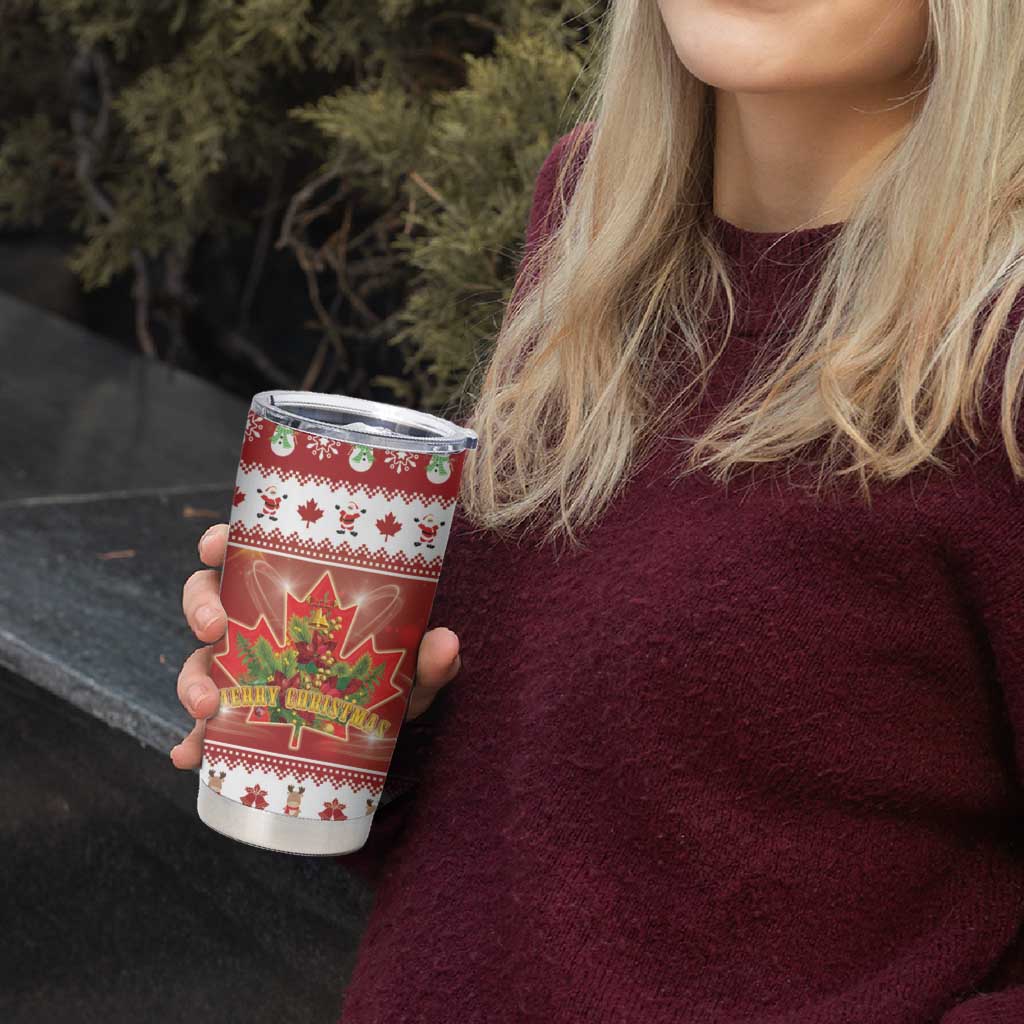 Merry Christmas Canada Tumbler Cup Festive Maple Leaf Xmas - Wonder Print Shop