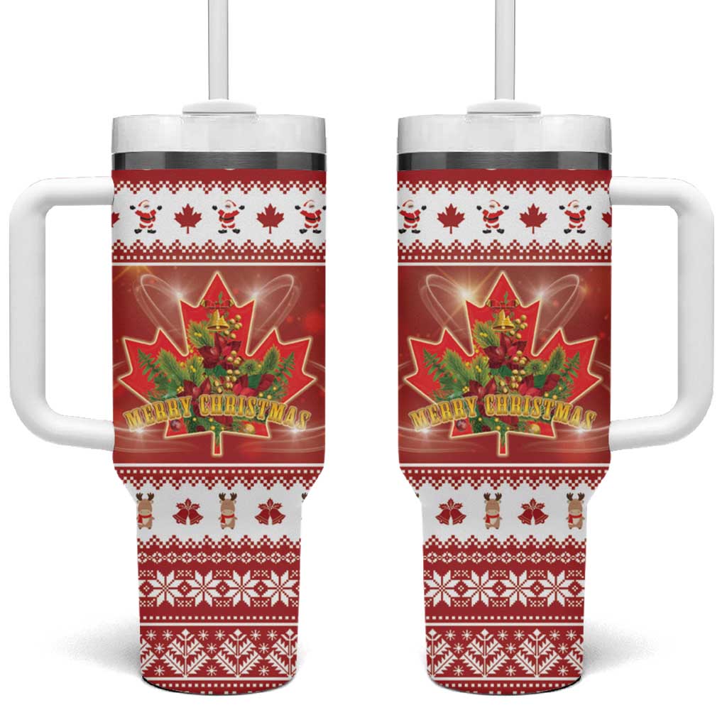 Merry Christmas Canada Tumbler With Handle Festive Maple Leaf Xmas - Wonder Print Shop
