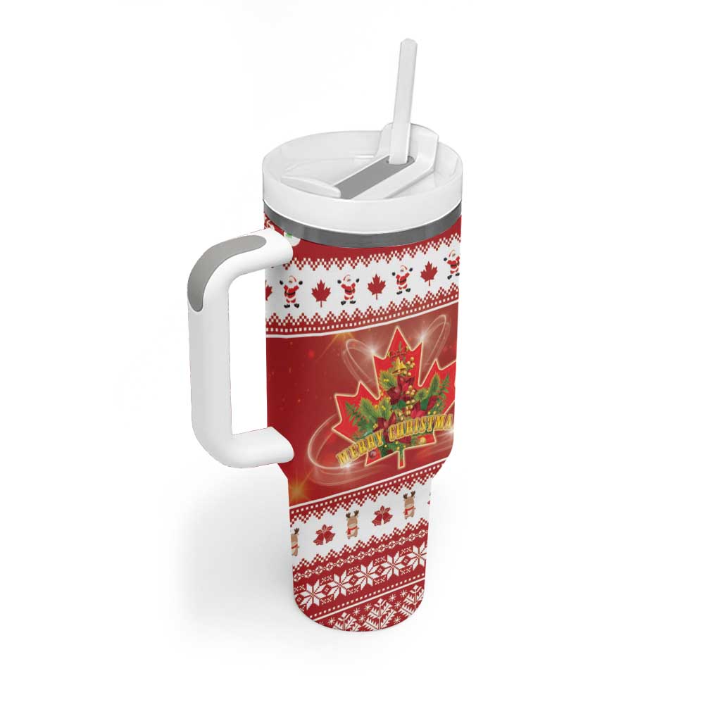 Merry Christmas Canada Tumbler With Handle Festive Maple Leaf Xmas - Wonder Print Shop