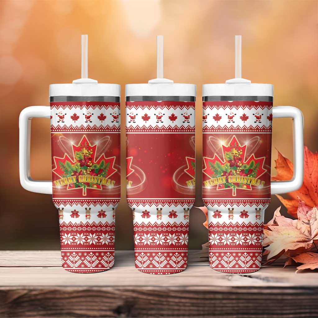Merry Christmas Canada Tumbler With Handle Festive Maple Leaf Xmas - Wonder Print Shop