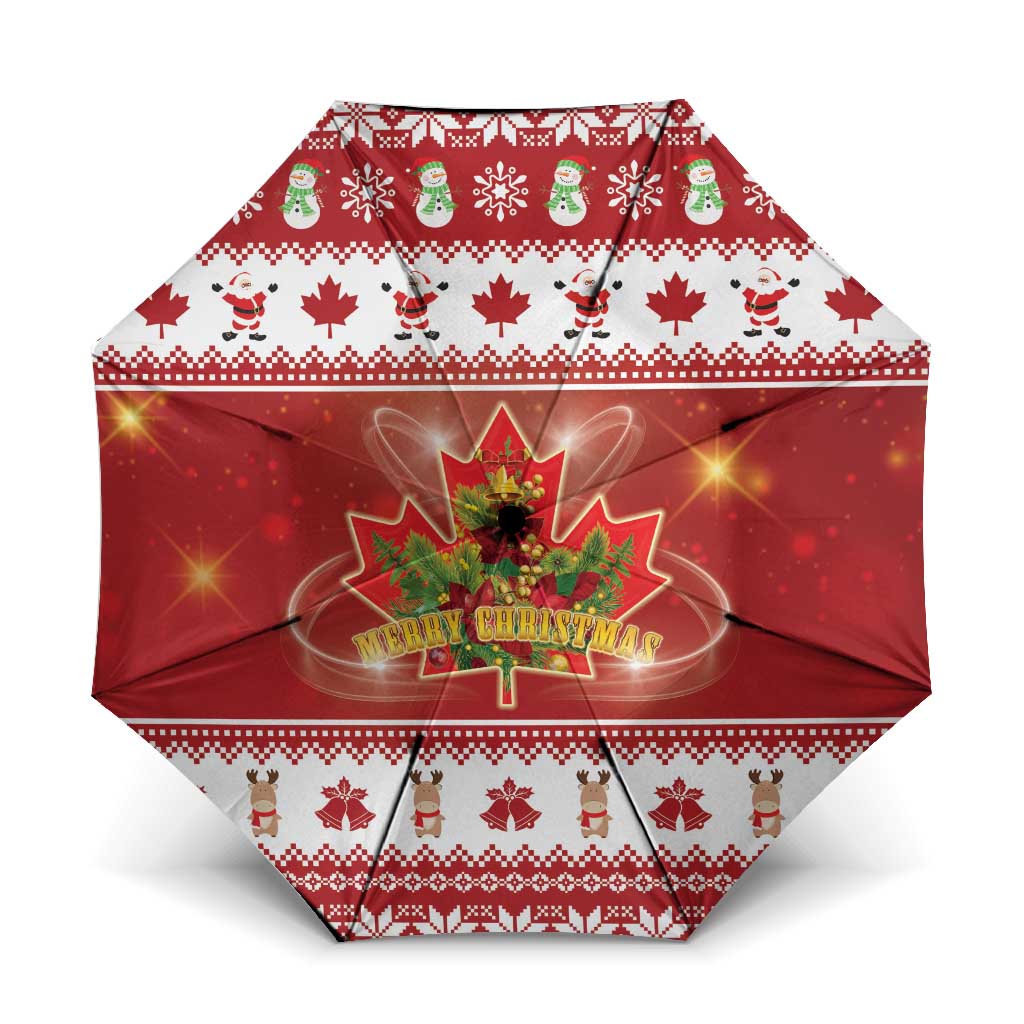 Merry Christmas Canada Umbrella Festive Maple Leaf Xmas - Wonder Print Shop