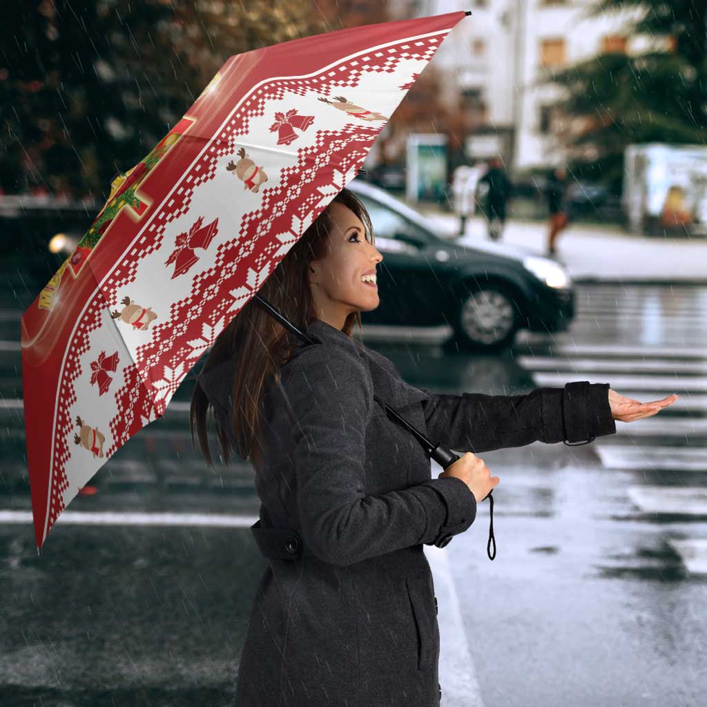 Merry Christmas Canada Umbrella Festive Maple Leaf Xmas - Wonder Print Shop