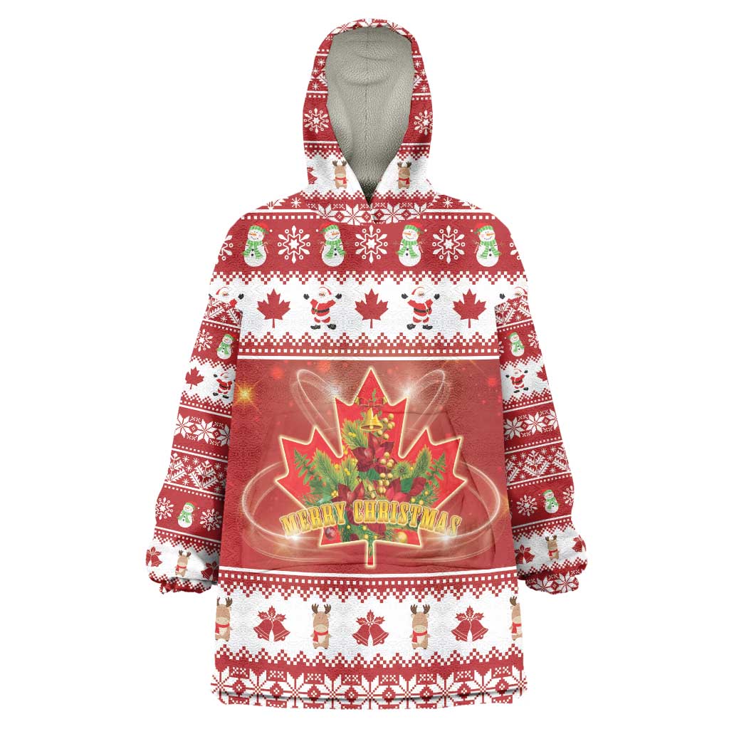 Merry Christmas Canada Wearable Blanket Hoodie Festive Maple Leaf Xmas - Wonder Print Shop