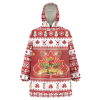 Merry Christmas Canada Wearable Blanket Hoodie Festive Maple Leaf Xmas - Wonder Print Shop