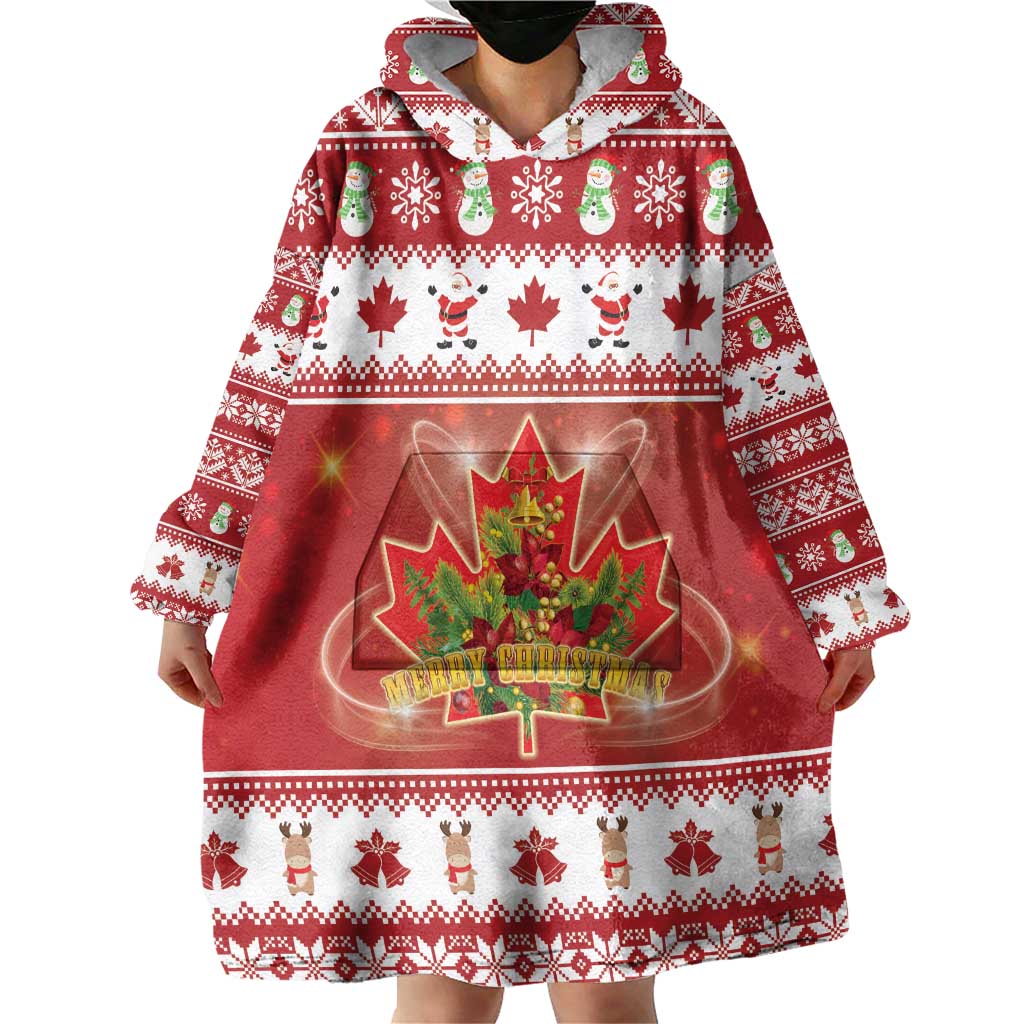 Merry Christmas Canada Wearable Blanket Hoodie Festive Maple Leaf Xmas - Wonder Print Shop