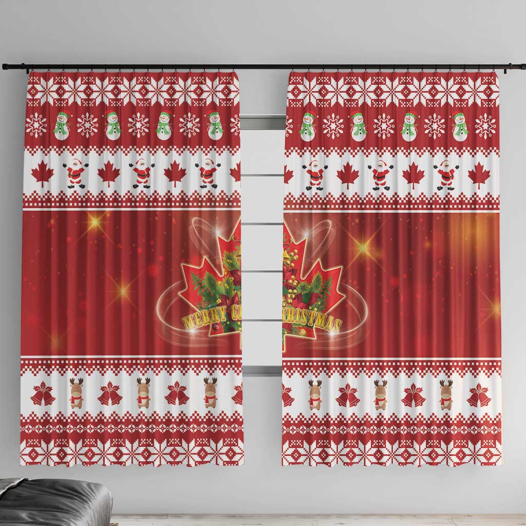 Merry Christmas Canada Window Curtain Festive Maple Leaf Xmas - Wonder Print Shop