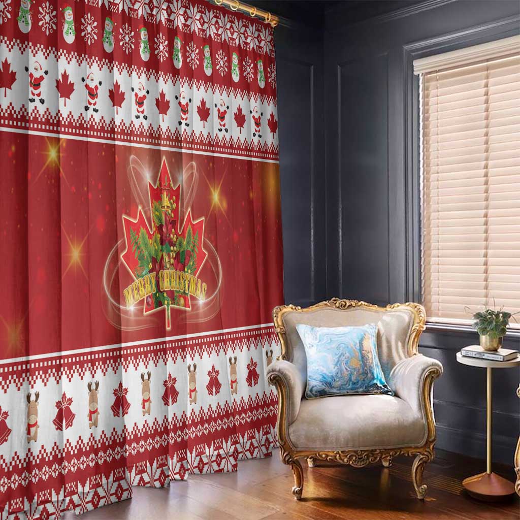 Merry Christmas Canada Window Curtain Festive Maple Leaf Xmas - Wonder Print Shop