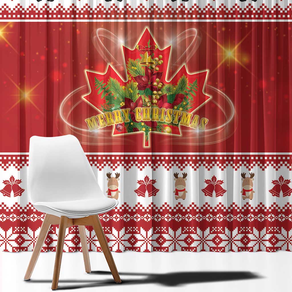 Merry Christmas Canada Window Curtain Festive Maple Leaf Xmas - Wonder Print Shop