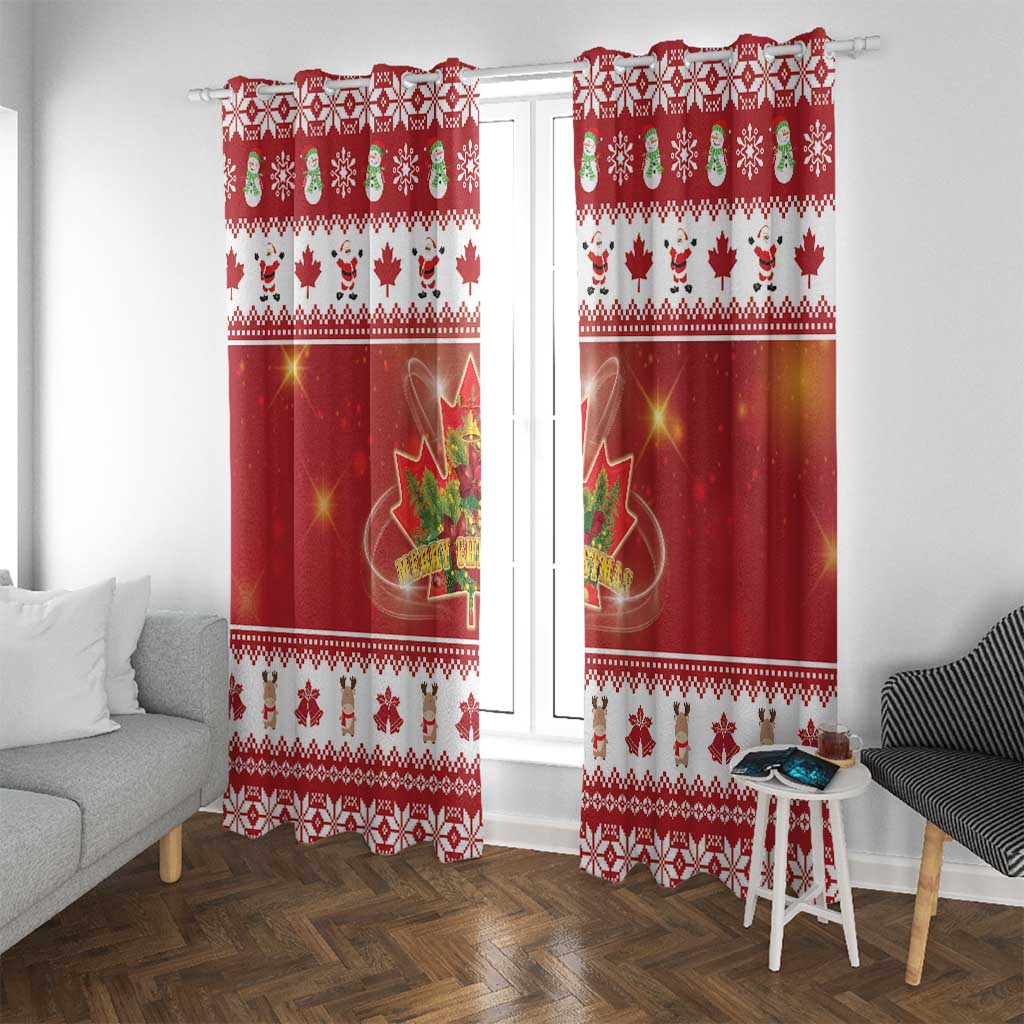 Merry Christmas Canada Window Curtain Festive Maple Leaf Xmas - Wonder Print Shop