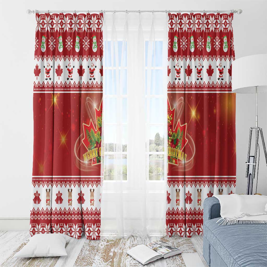 Merry Christmas Canada Window Curtain Festive Maple Leaf Xmas - Wonder Print Shop