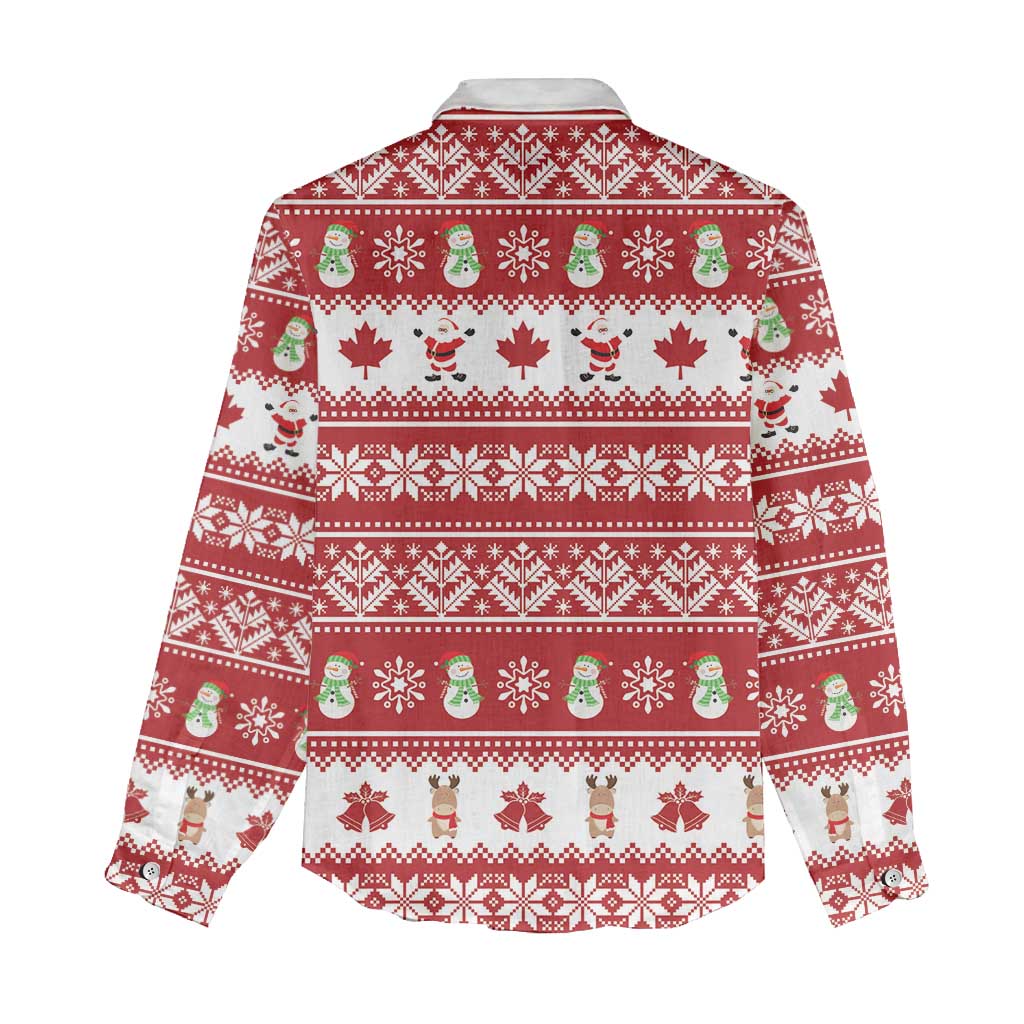 Merry Christmas Canada Women Casual Shirt Festive Maple Leaf Xmas - Wonder Print Shop