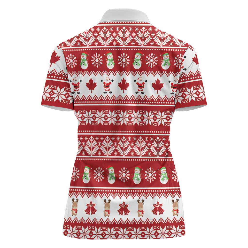 Merry Christmas Canada Women Polo Shirt Festive Maple Leaf Xmas - Wonder Print Shop